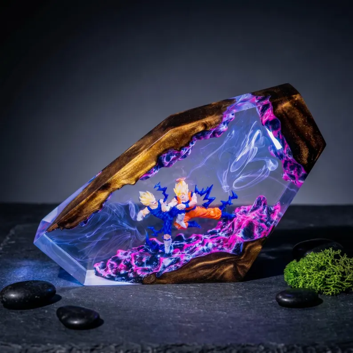 Goku and Vegeta Resin Lamp, Dragon Ball Z Night Light, Super Saiyan Battle Lamp, Anime Epoxy Lamp, Christmas Day Gift Ideas, Gift For Son