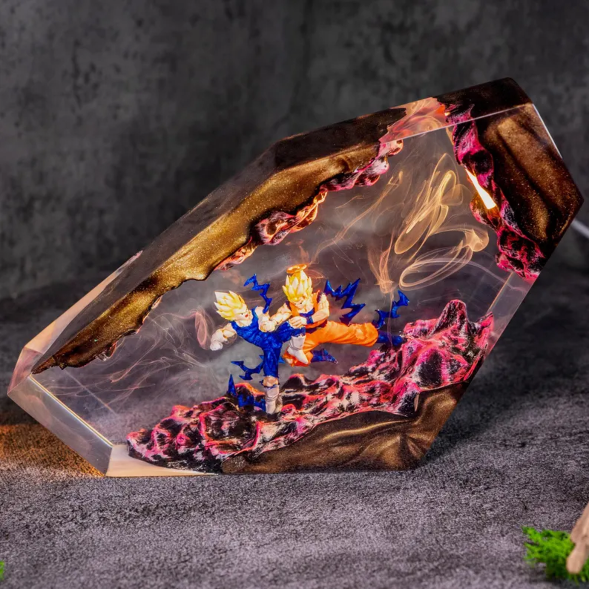 Goku and Vegeta Resin Lamp, Dragon Ball Z Night Light, Super Saiyan Battle Lamp, Anime Epoxy Lamp, Christmas Day Gift Ideas, Gift For Son