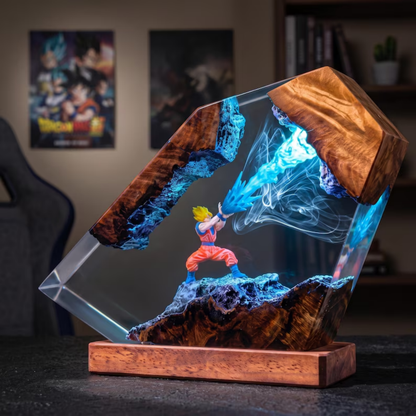 Goku Super Saiyan Kamehameha Custom Night Light, Dragon Ball 2000 Figure Epoxy Resin Lamp, Desk Decor, Christmas Gifts For Him, DBZ Lamp Art
