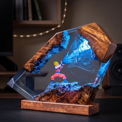 Goku Super Saiyan Kamehameha Custom Night Light, Dragon Ball 2000 Figure Epoxy Resin Lamp, Desk Decor, Christmas Gifts For Him, DBZ Lamp Art