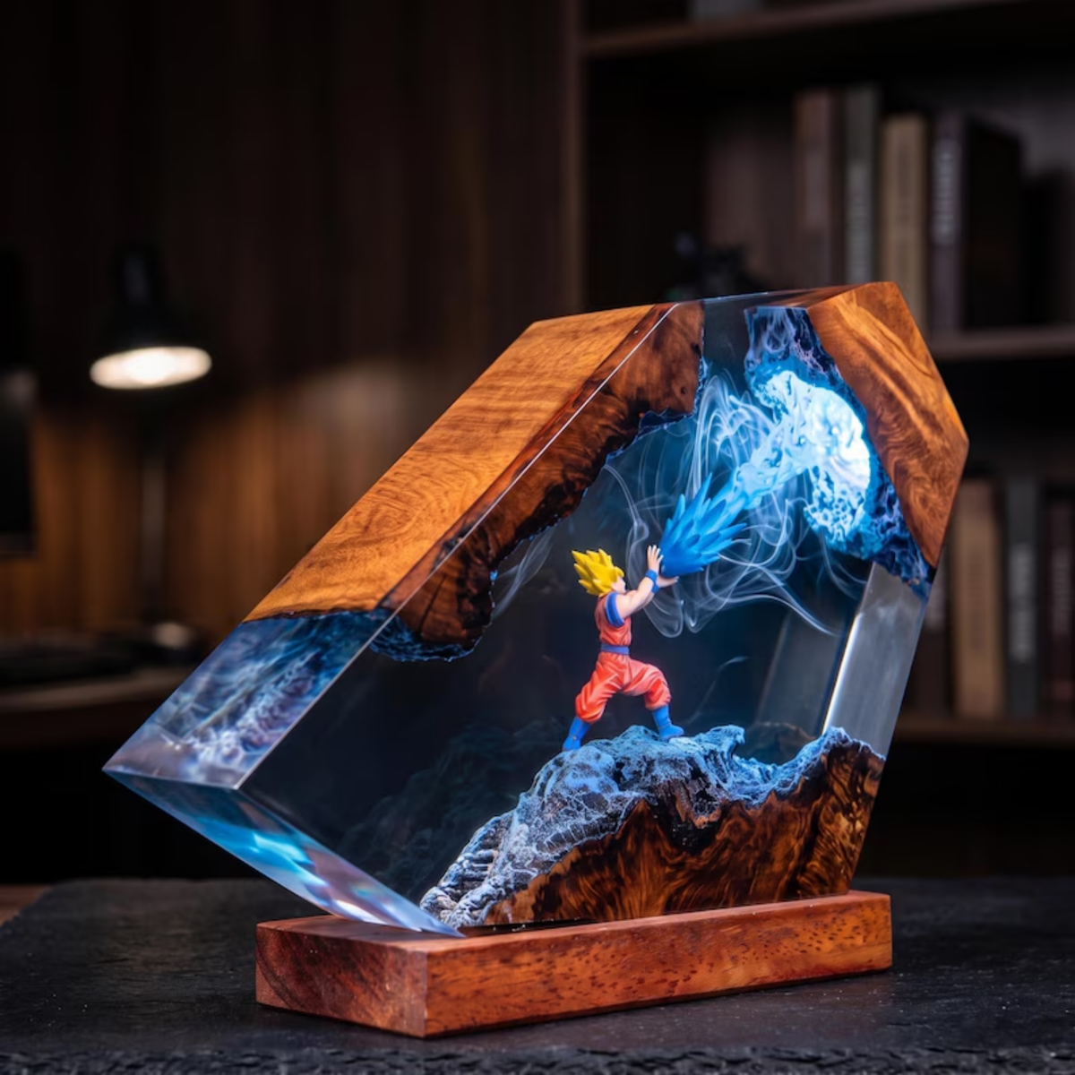 Goku Super Saiyan Kamehameha Custom Night Light, Dragon Ball 2000 Figure Epoxy Resin Lamp, Desk Decor, Christmas Gifts For Him, DBZ Lamp Art